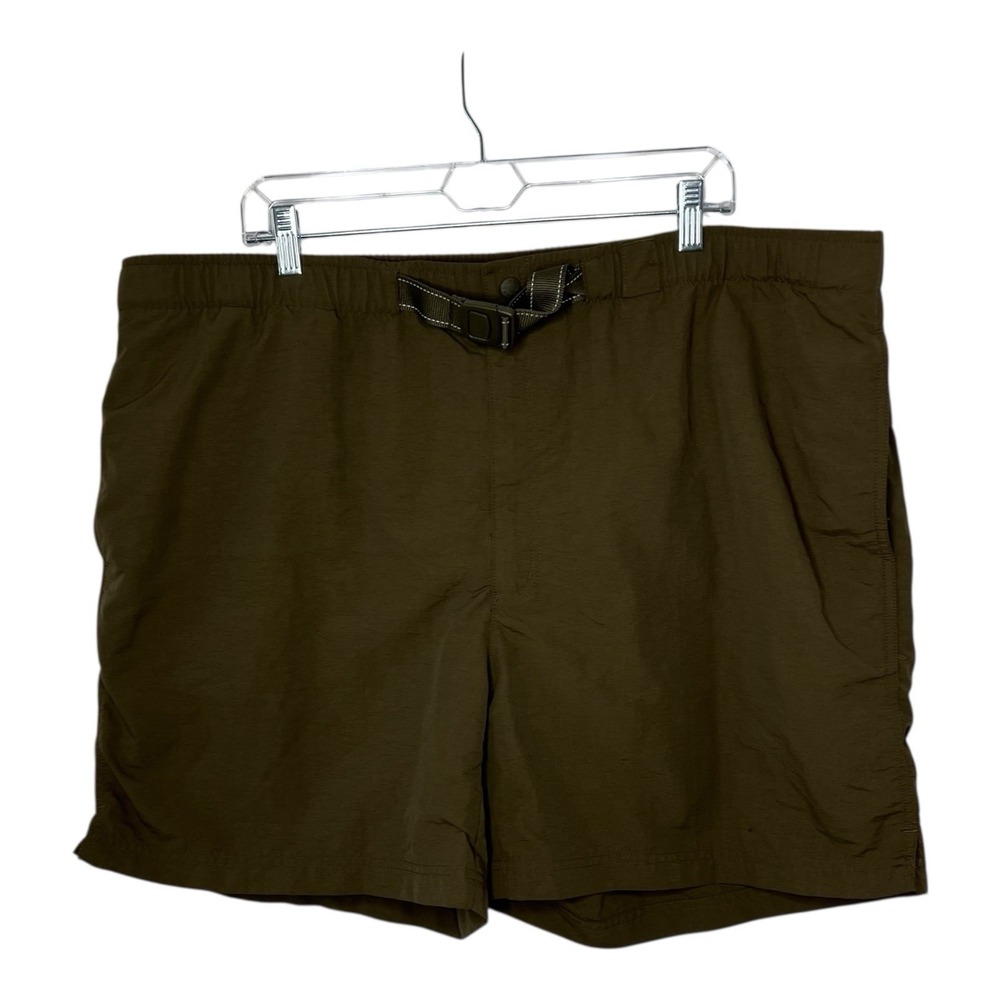 Lands End Swim Trunks Mens XXL Green Mesh Lined Belted Traditional Fit Swimsuit